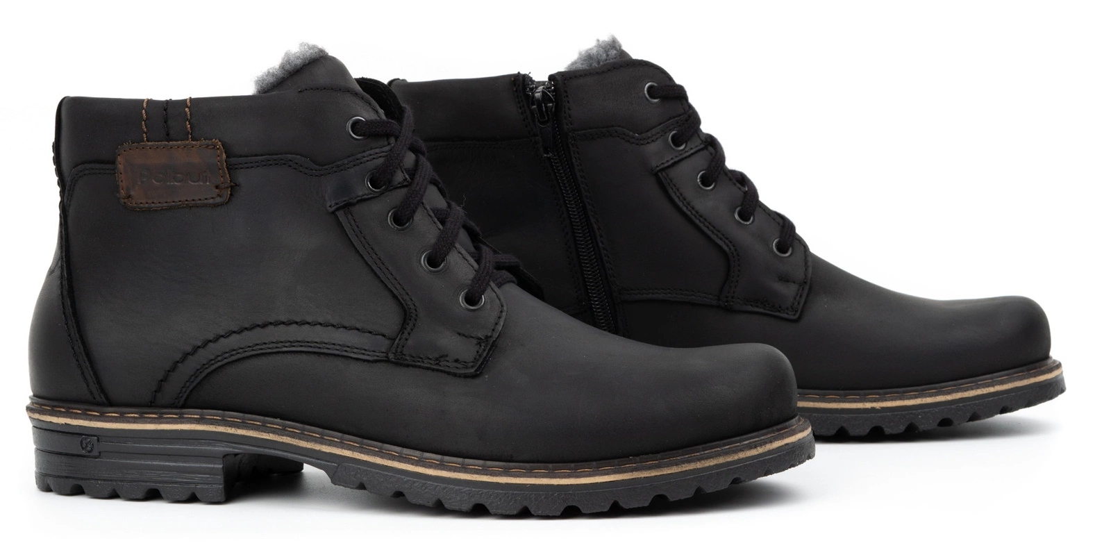 Buty męskie trzewiki zimowe skóra J35S czarne 43 Rozmiar 43