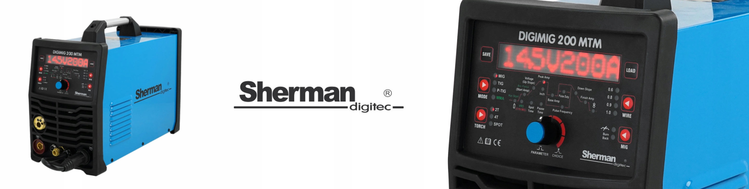 Spawarka MIGOMAT 3w1 Sherman DIGIMIG 200 MTM Puls Synergia + uchwyt TIG Maksymalna średnica elektrody 4 mm