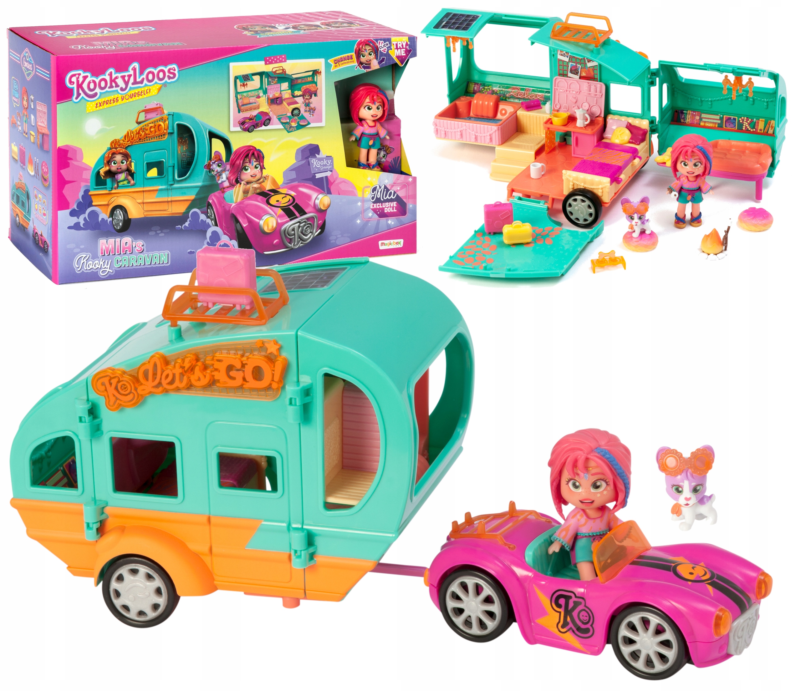 

Kookyloos Mia's Kooky Caravan Auto Z Przyczepą