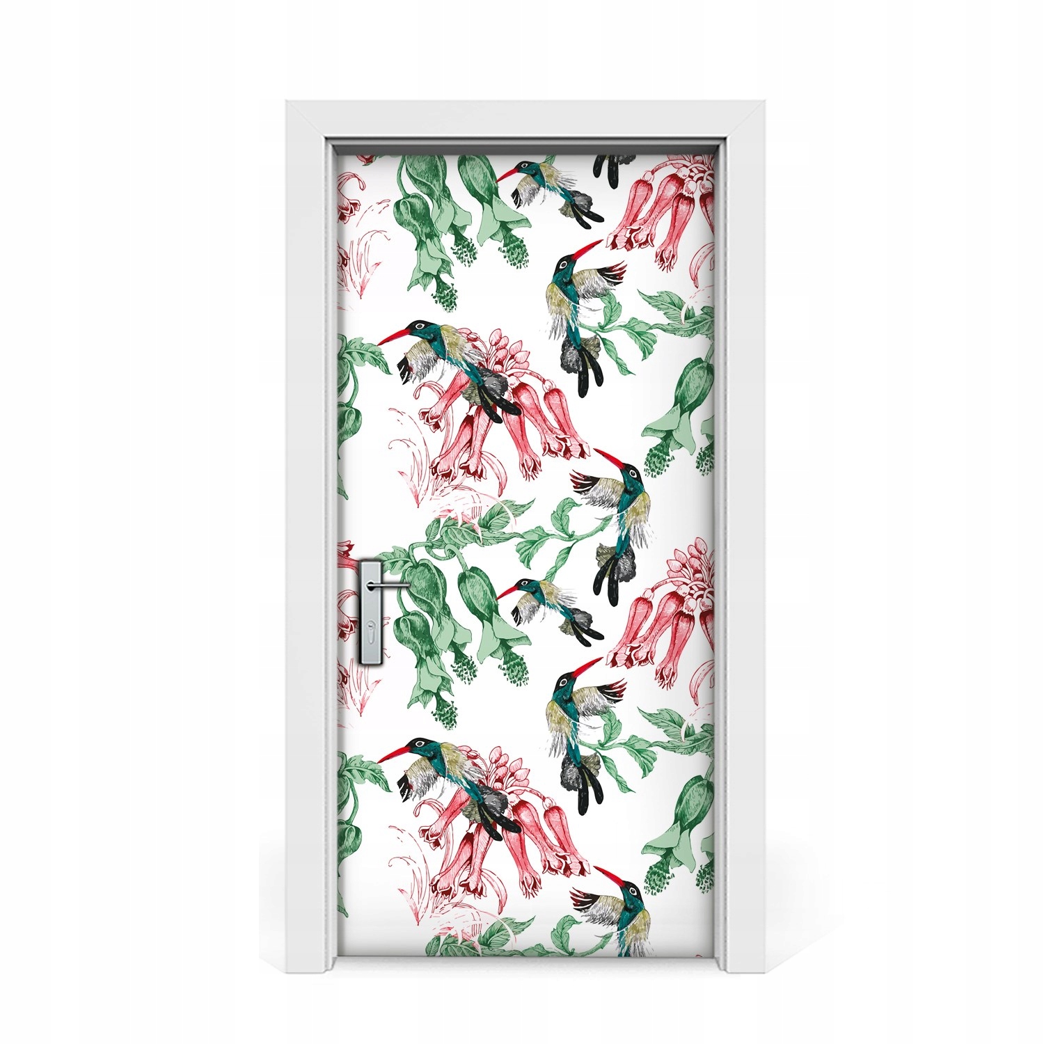 

Naklejka na drzwi okleina Zioła i Ptaki 95x205