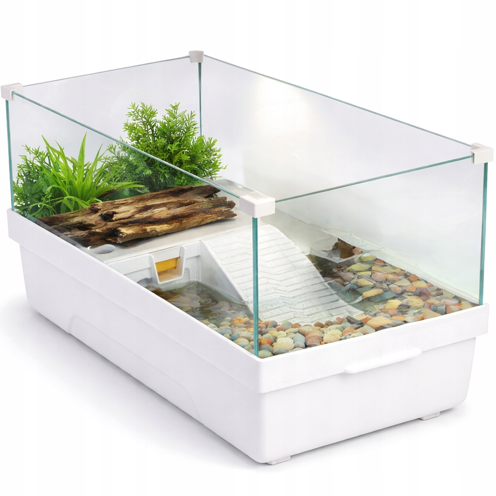 Levně Akvárium Pro Vodní A Suchozemské Želvy Akwaterrarium Ostrov Filtr Rampa 41x23x26