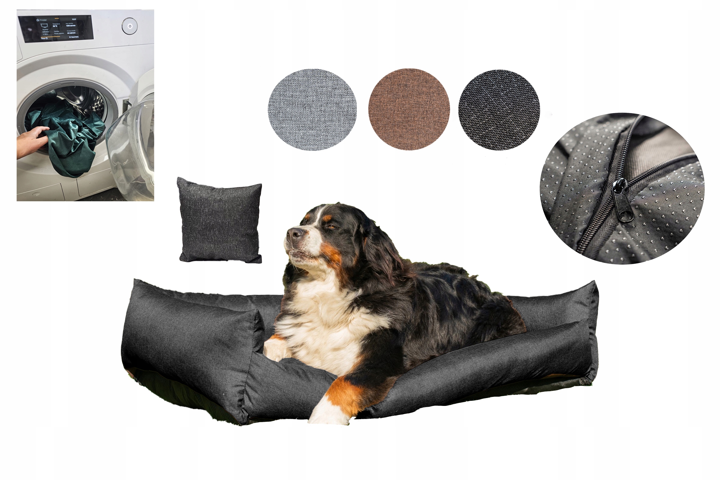 Legowisko dla psa kanapa 120x90 Rozbieralne Zdejmowany Pokrowiec Czarny