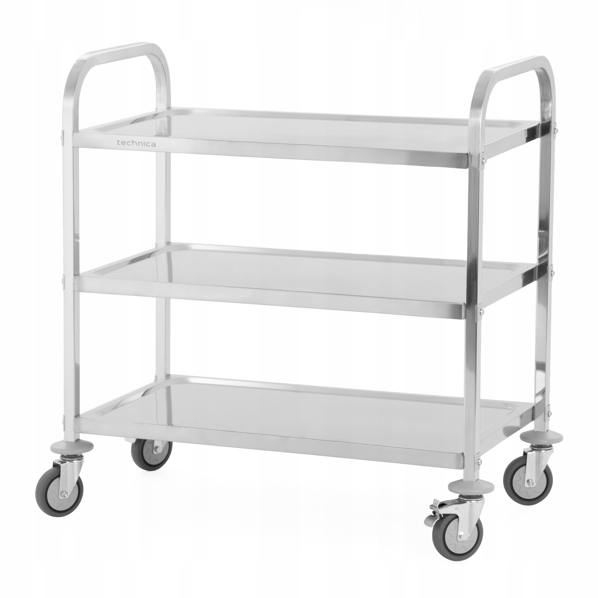 Mobilní číšnický vozík 225 kg 3 police ocelové tlumící podložky Technica