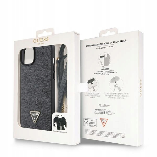 Pouzdro Guess pro iPhone 15, obal ramenní popruh, popruh na krk, zadní kryt kryt