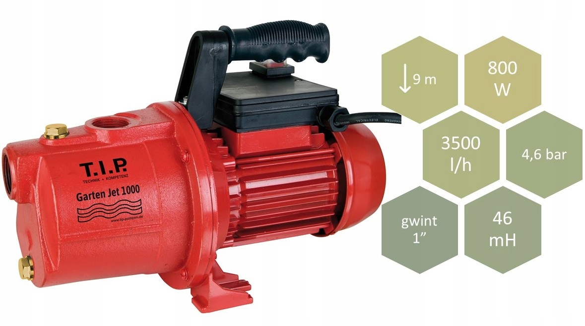 Pompa ogrodowa do podlewania Żeliwo 4,6BAR 3500L/H 800W T.i.p.niemcy