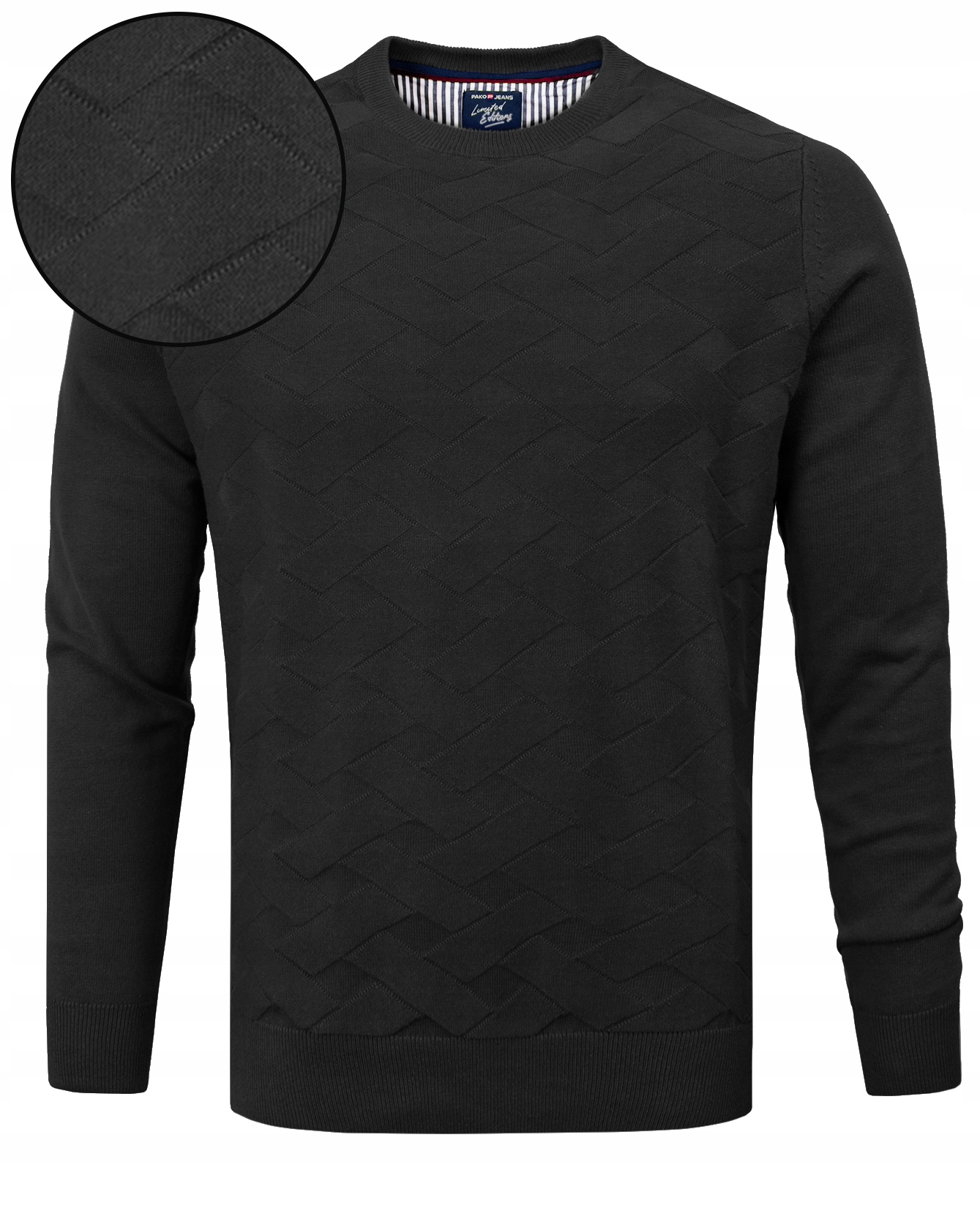 Elegantní pánský svetr Klasický Černý Bavlněný XXL Pako Jeans