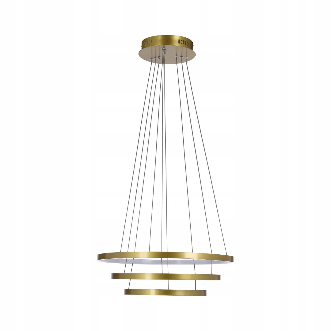Lampa Wisząca Ring Lune Żyrandol Okrągły 50+40+30 Złoty 60W Led 4000K