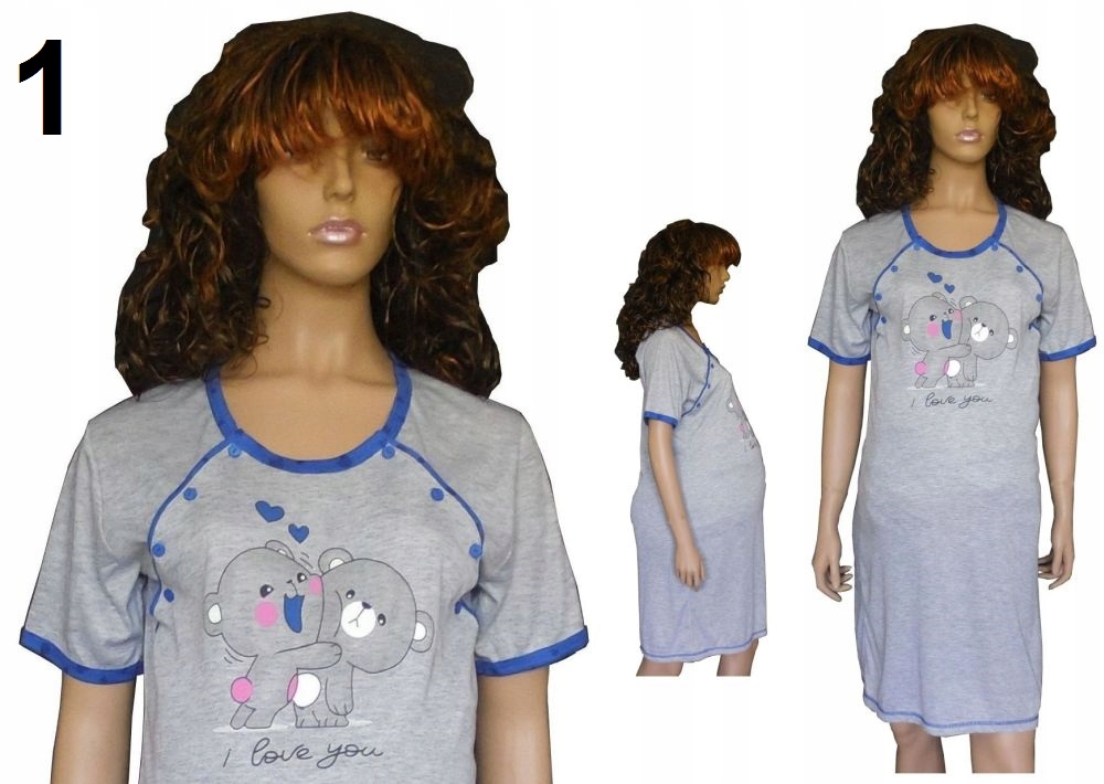 KOSZULA NOCNA CIĄŻOWA DO PORODU KARMIENIA PIERSIĄ ROZPINANA PIŻAMA BIELIZNA EAN (GTIN) 5905068185254