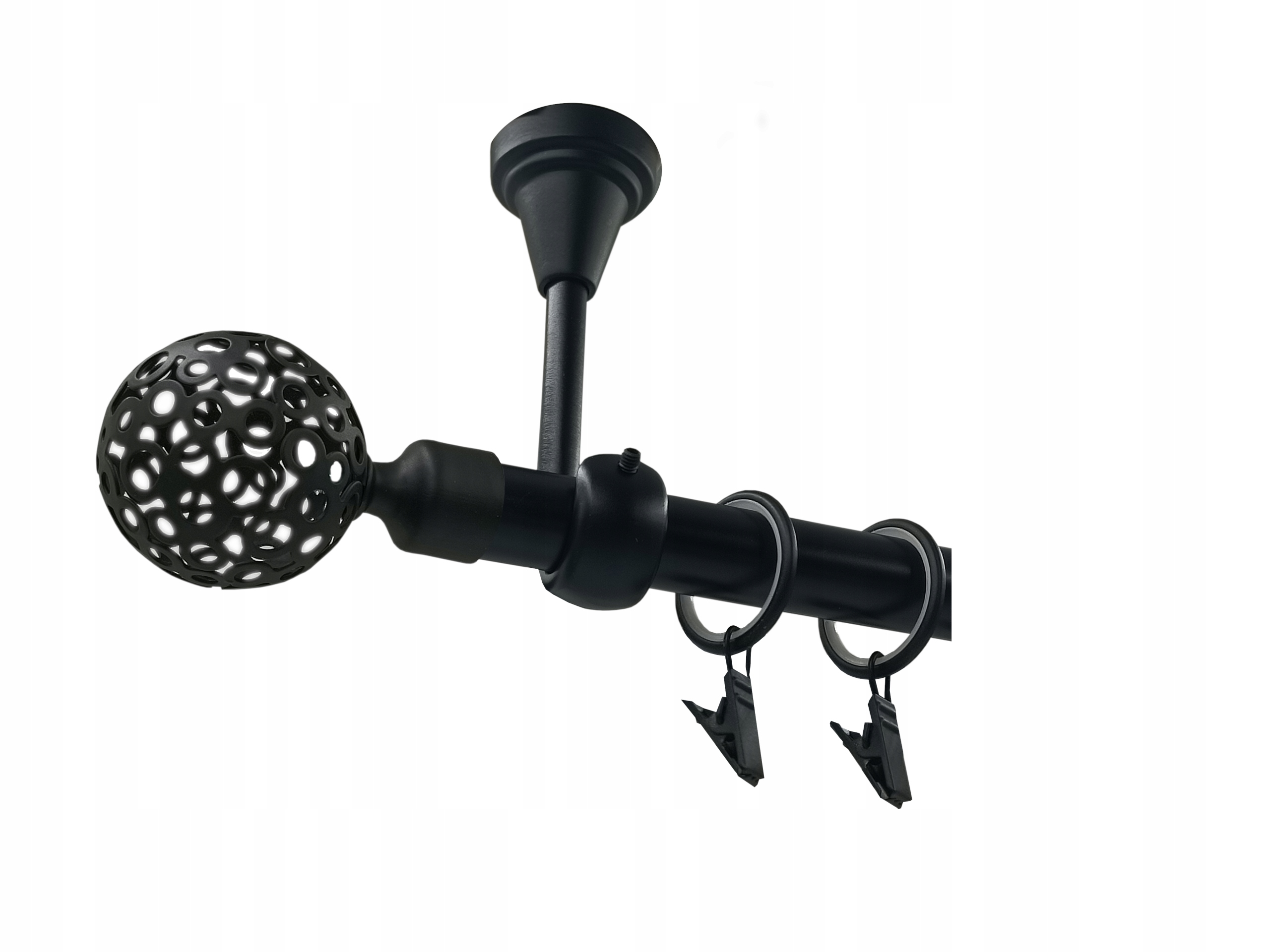 Garnýž Kovový Stropní 19 mm Černý Mat 300 cm MIX Koncovek dle výběru