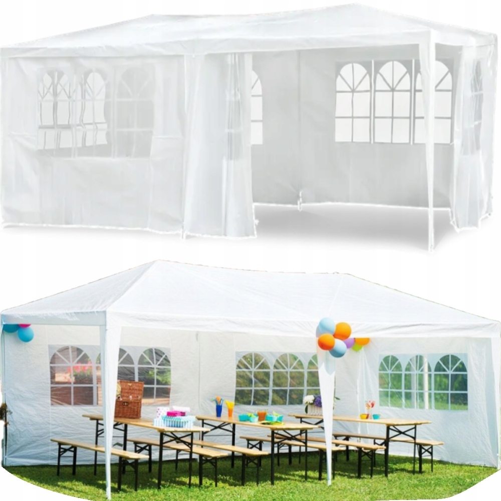 Namiot Ogrodowy Biały 3X6X2,5M Na Różne Okoliczności