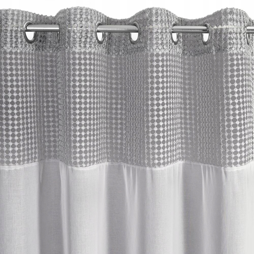 

Grace Srebrna Firana Etamina Z Koronką 140X250 Kół