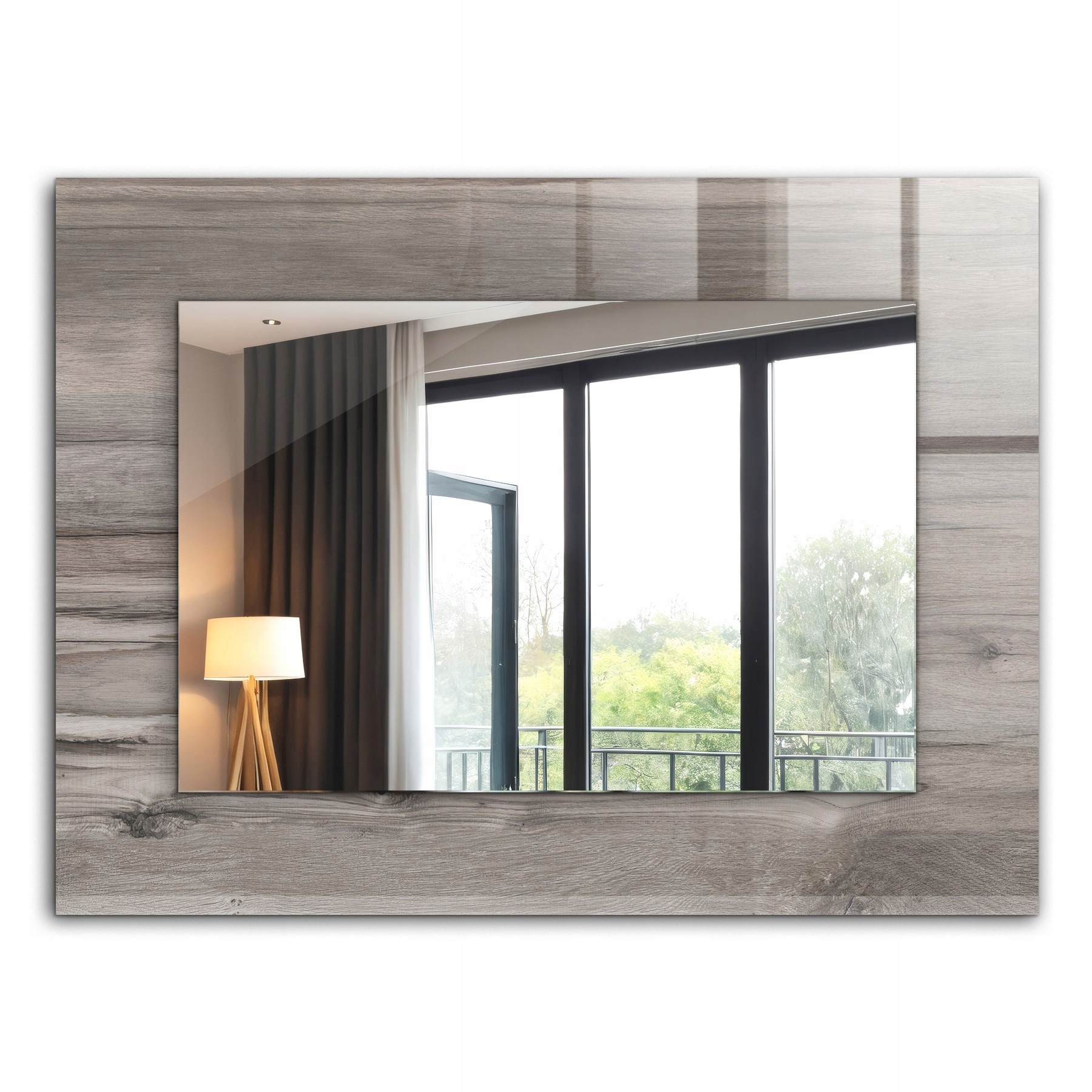 Dekorativní zrcadlo na zeď s dekorativním potiskem 80x60 Dřevěná textura prkna