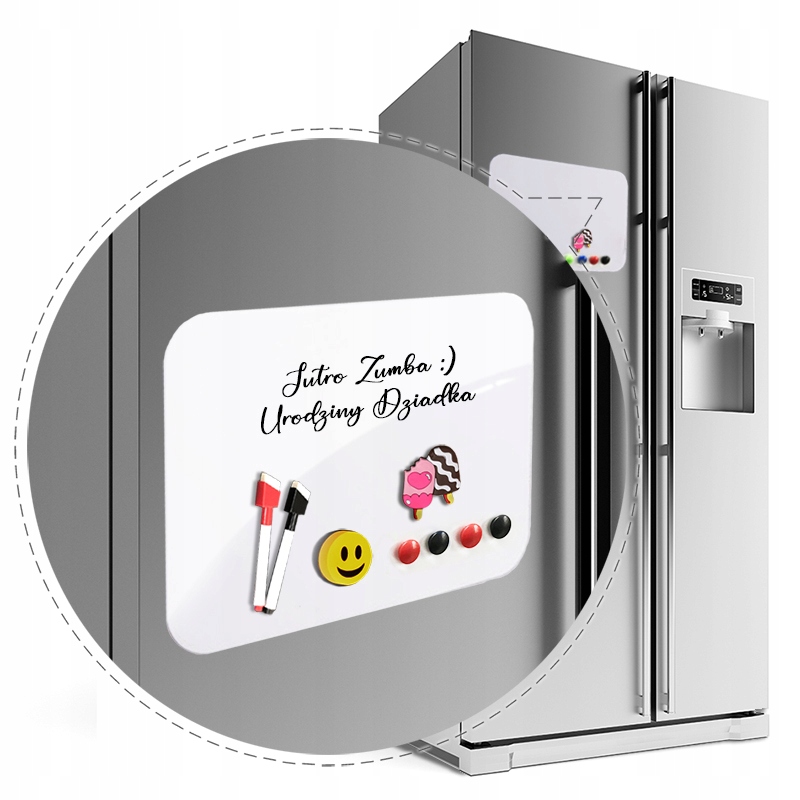 TABLICA MAGNETYCZNA NA LODÓWKĘ SUCHOŚCIERALNA BIAŁA, NA MAGNESY - HUNTER