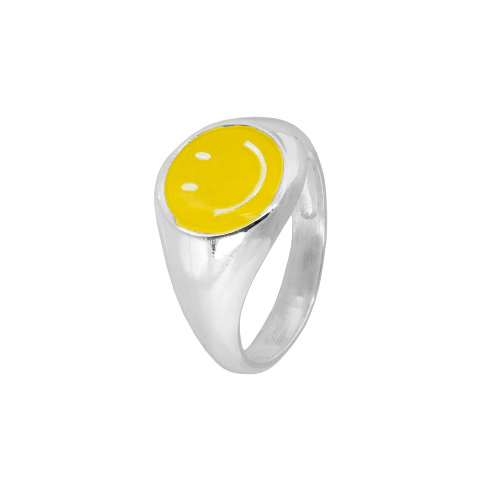 Prstýnek žlutý stříbro ryzost 925 Usměvavá pusa Smiley Face vel. 16