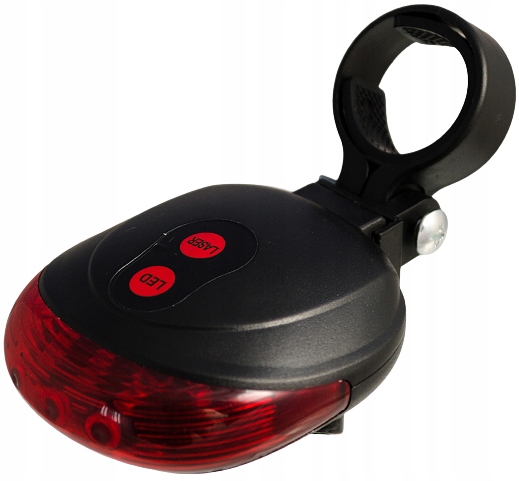 LAMPKA ROWEROWA TYLNA 5 LED TYŁ Z LASEREM 5 TRYBÓW Kolor dominujący czarny