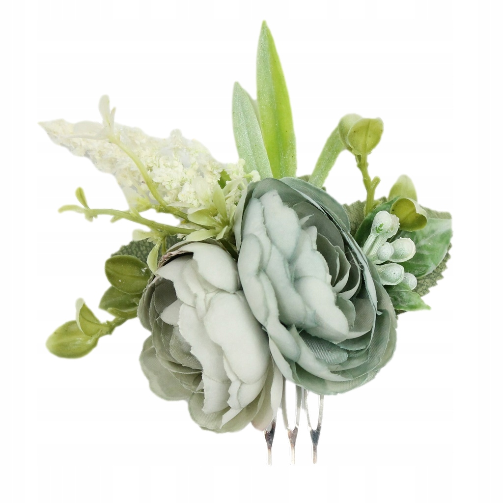 Grzebyk do włosów mały boho TURKUS piwonia stroik