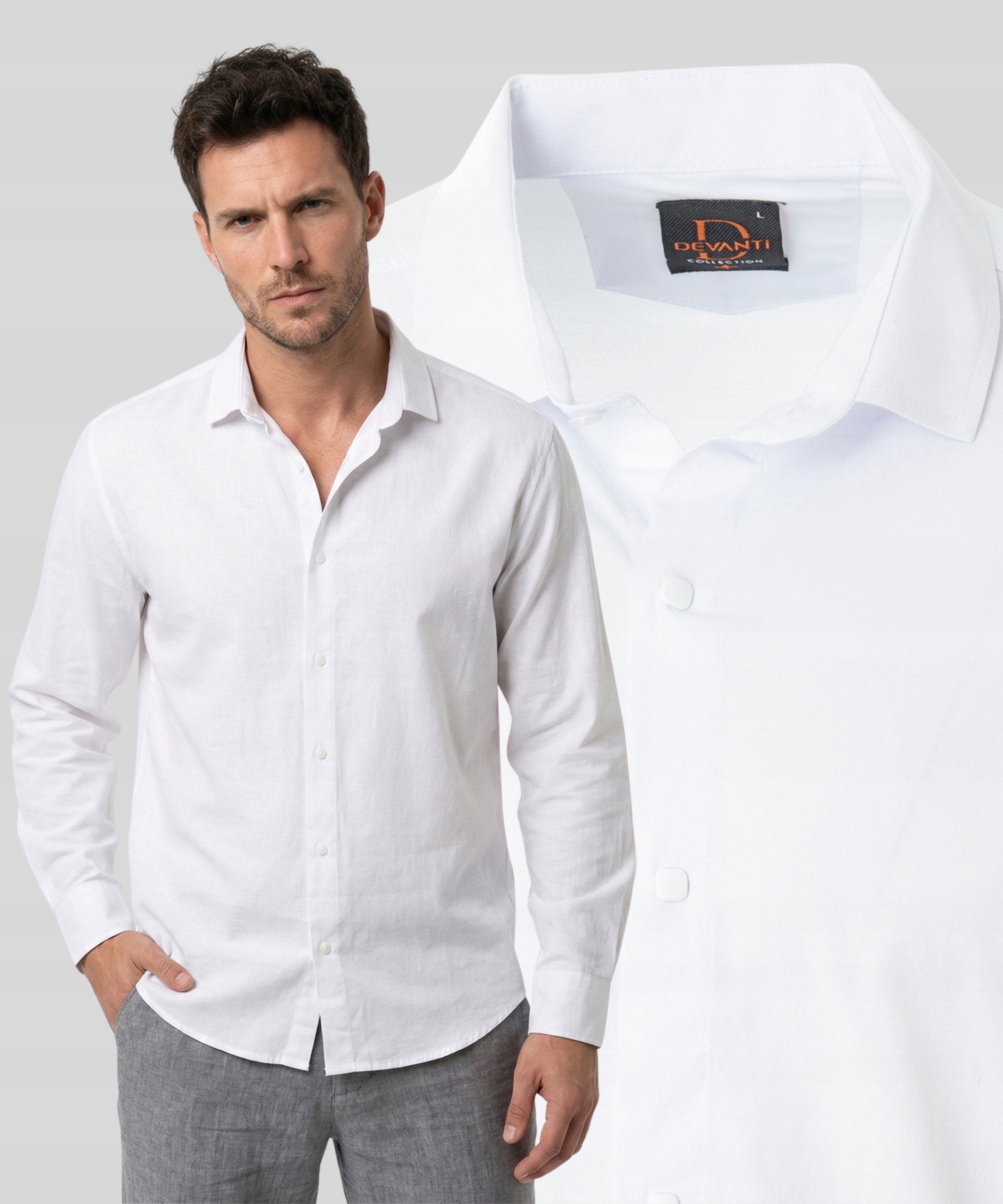 Koszula męska z kołnierzykiem długi rękaw slim wizytowa biała turecka XL