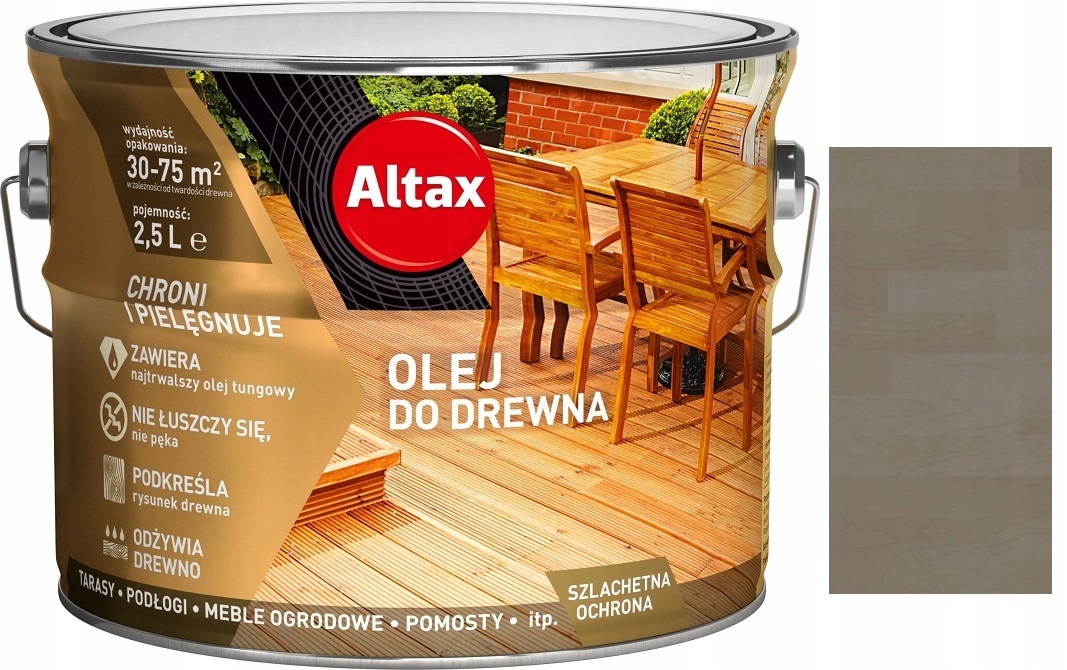 ALTAX ZABEZPIECZAJĄCY OLEJ DO DREWNA ANTRACYT 2.5L