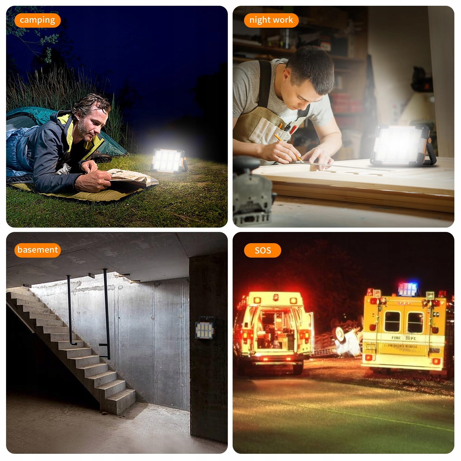 OHAYORI LED Reflektor Solarny Przenośny Akumulatorowy Lampa Kempingowa — miniatura 7