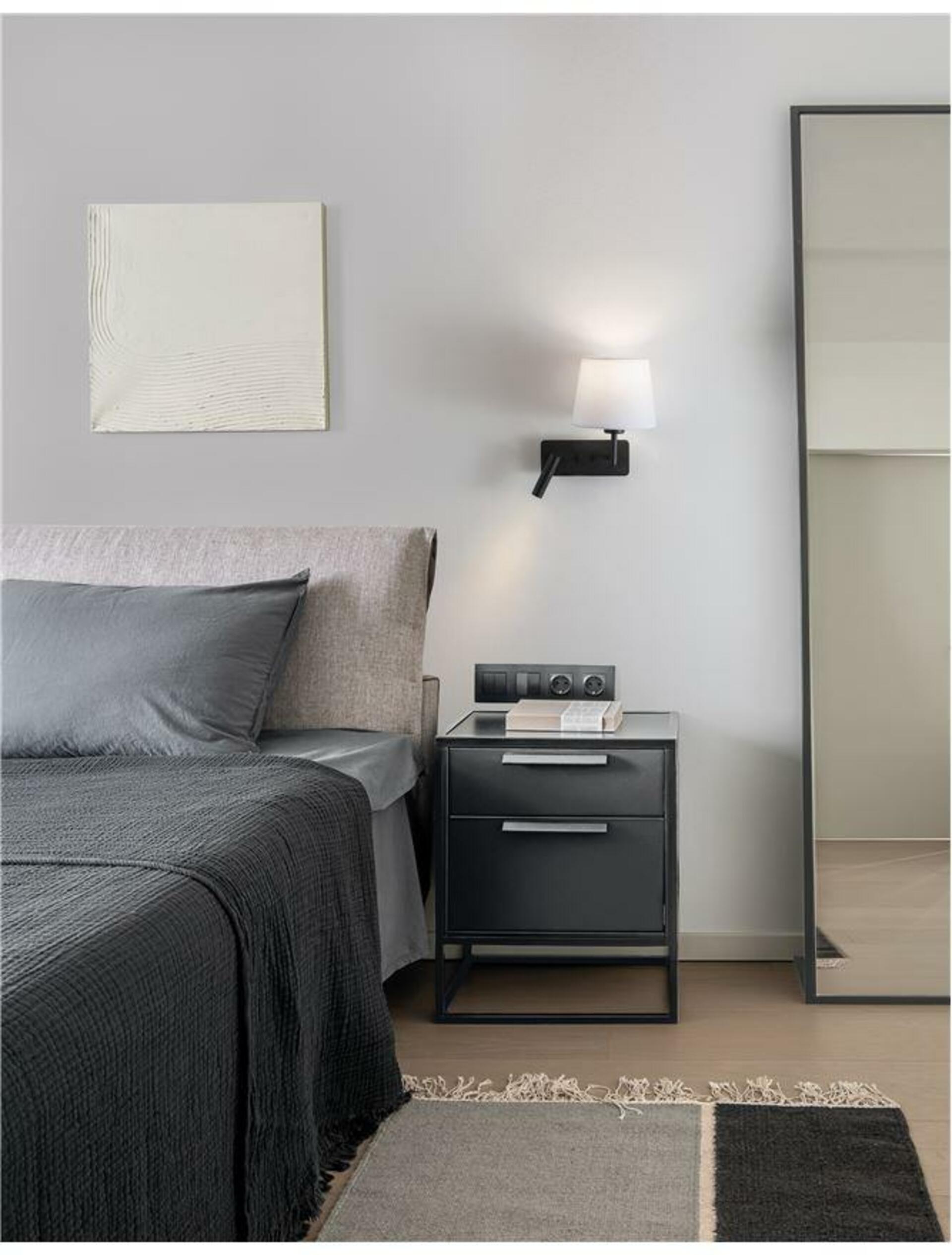 Nova Luce nástěnné svítidlo Savona bílé stínidlo a černý hliník nastaviteln