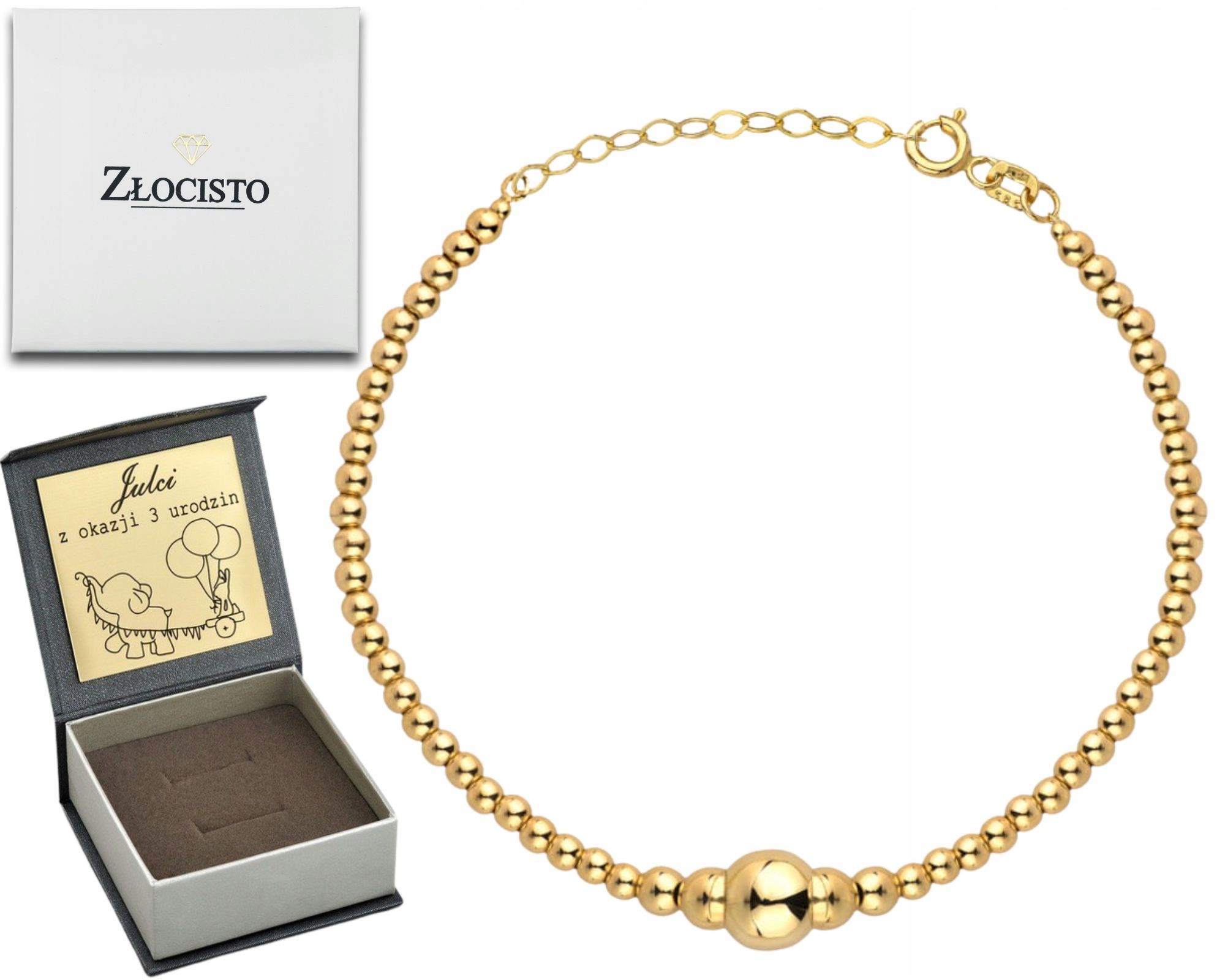 Zlatý Náramek Složený Z Kuliček O Ryzosti 585, Moderní