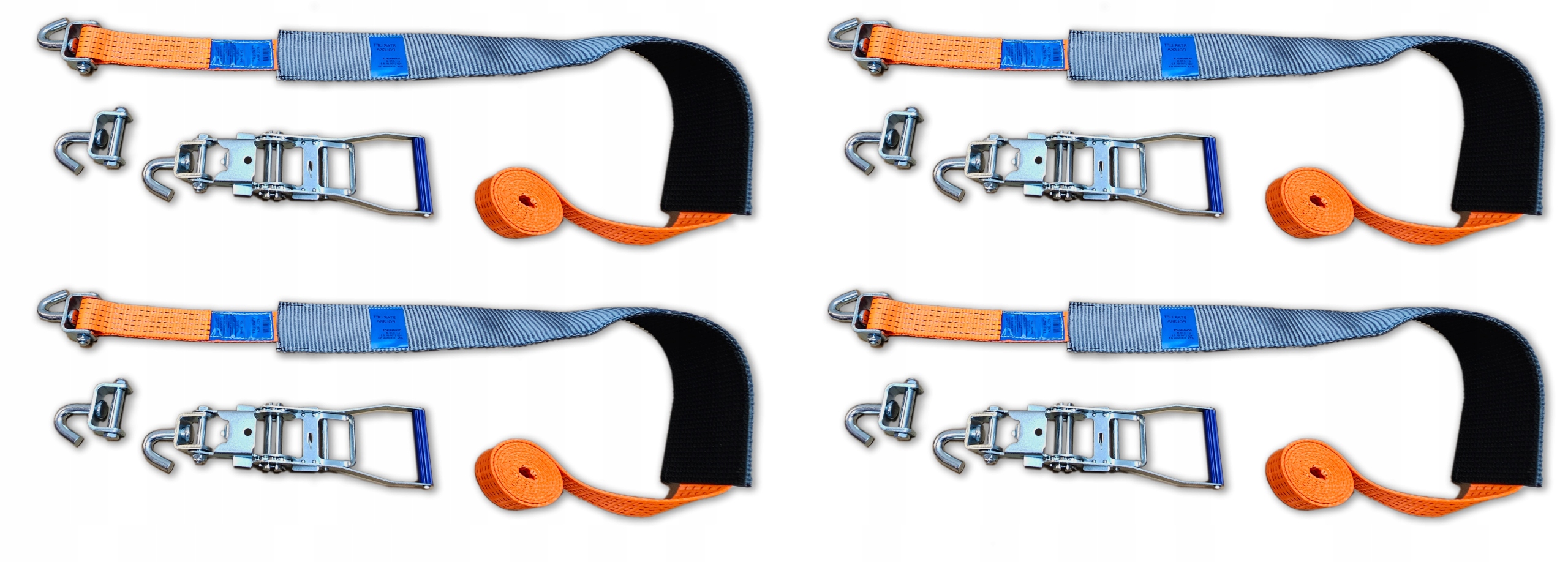 Sada 4 Kusů Transportní Pásy pro Odťahovku s Certifikátem VDI 2700 8.1 a 8.2