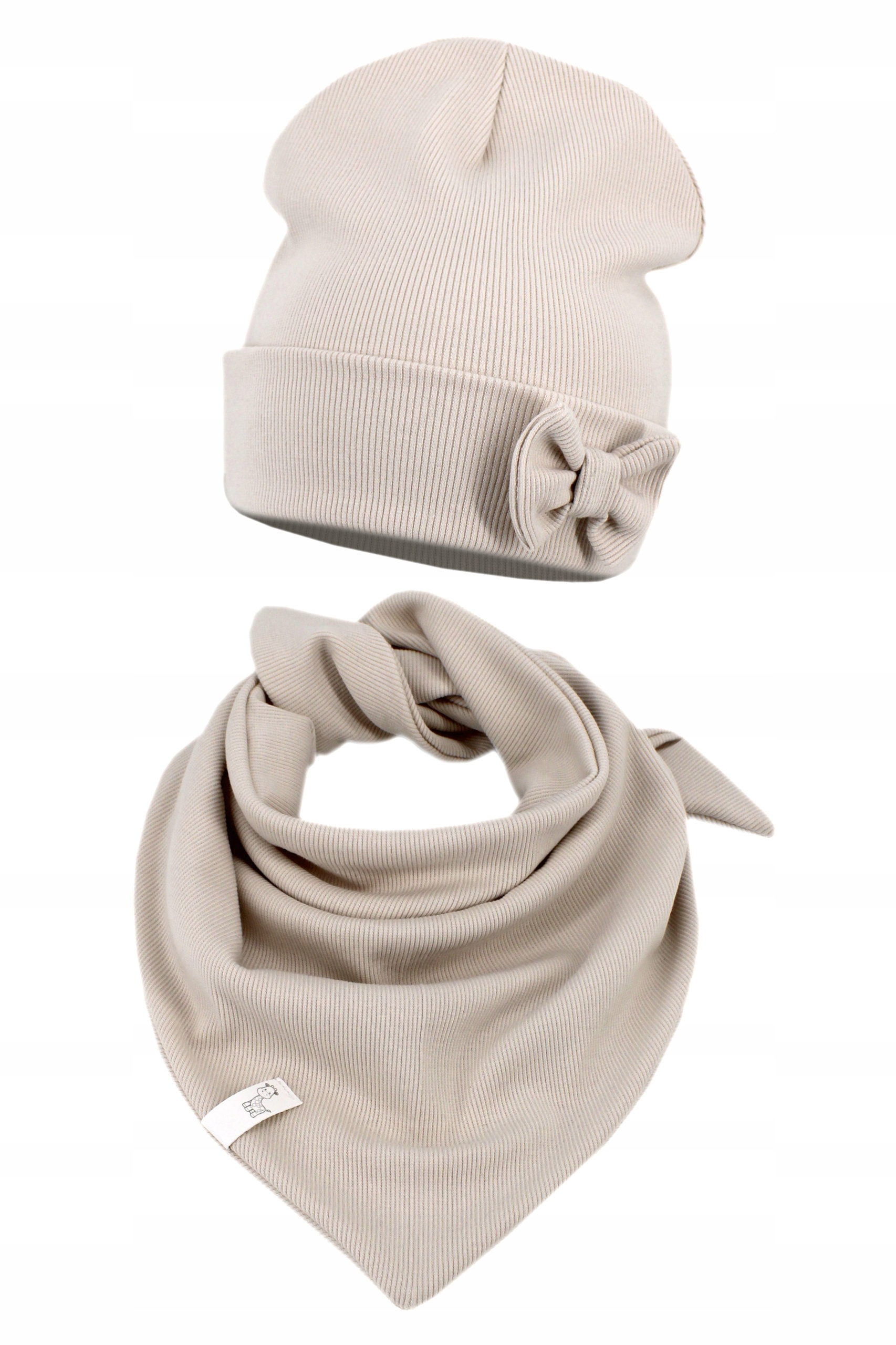 KOMPLET DZIECIĘCY DLA DZIEWCZYNKI WIOSENNY PRĄŻEK CZAPKA I CHUSTA 5- 12 LAT