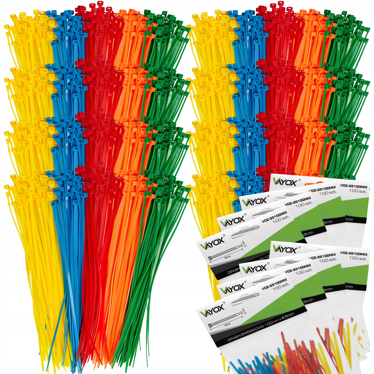 Opaski Zaciskowe Trytki Trytytki Kolorowe Mocne 10-25cm 800szt. Vayox