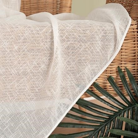 Firana typu Batyst z ołowianką na taśmie kremowa 500x260