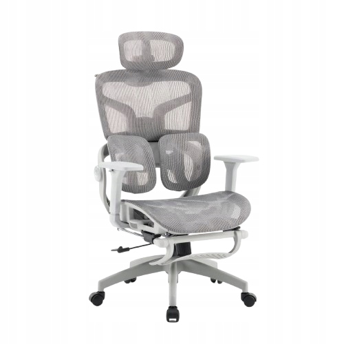 Ergonomické Kancelářské Křeslo, Šedo-bílá Podnožka, 3D Regulace, Podpora