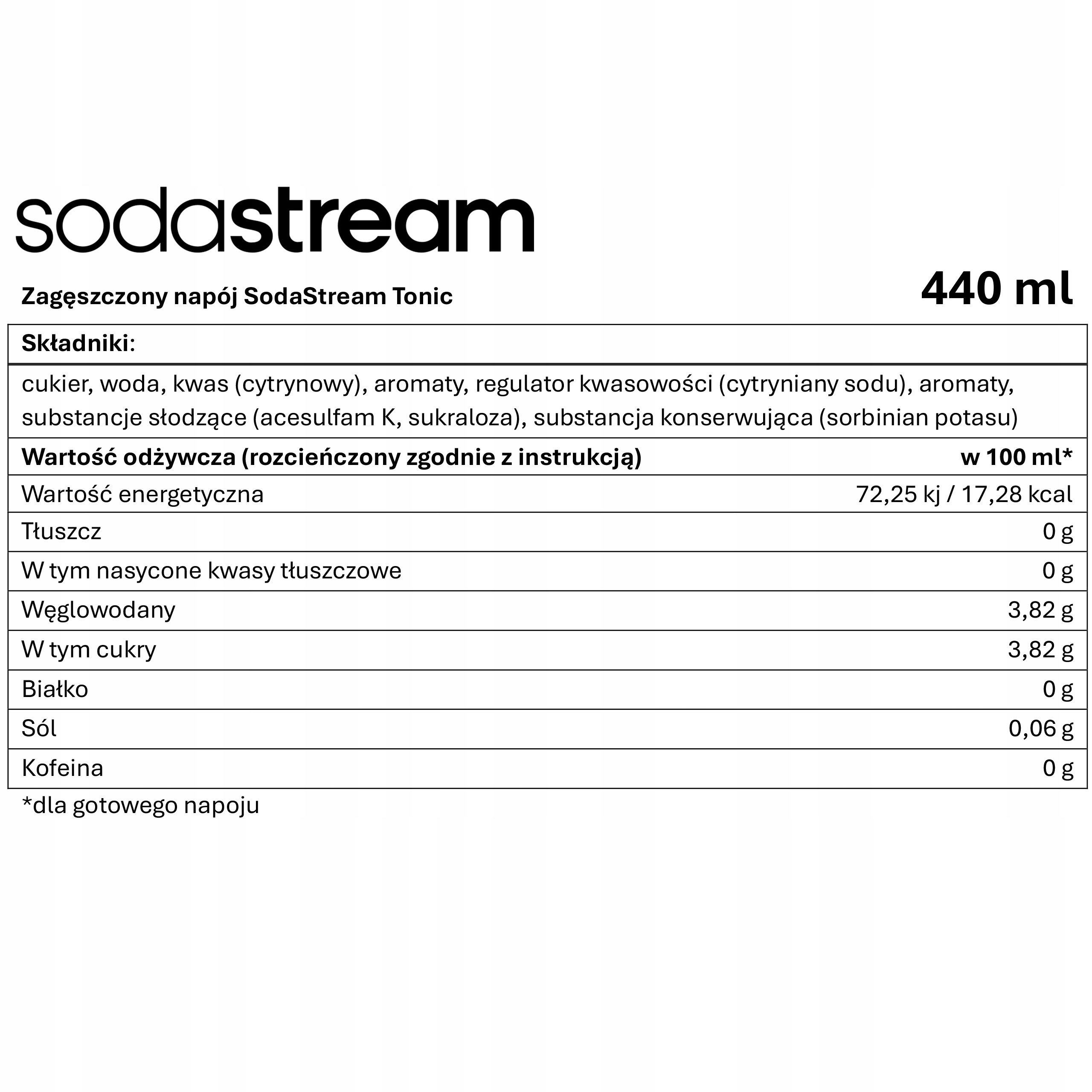 3x SODASTREAM TONIC TONIK Syropy do Saturatora Koncentraty Sok do Wody Kod producenta 121135533