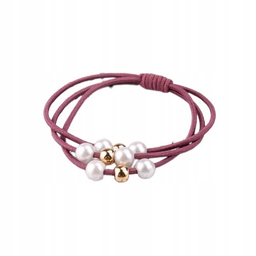 

Gumka do włosów potrójna frotka perły fioletowa