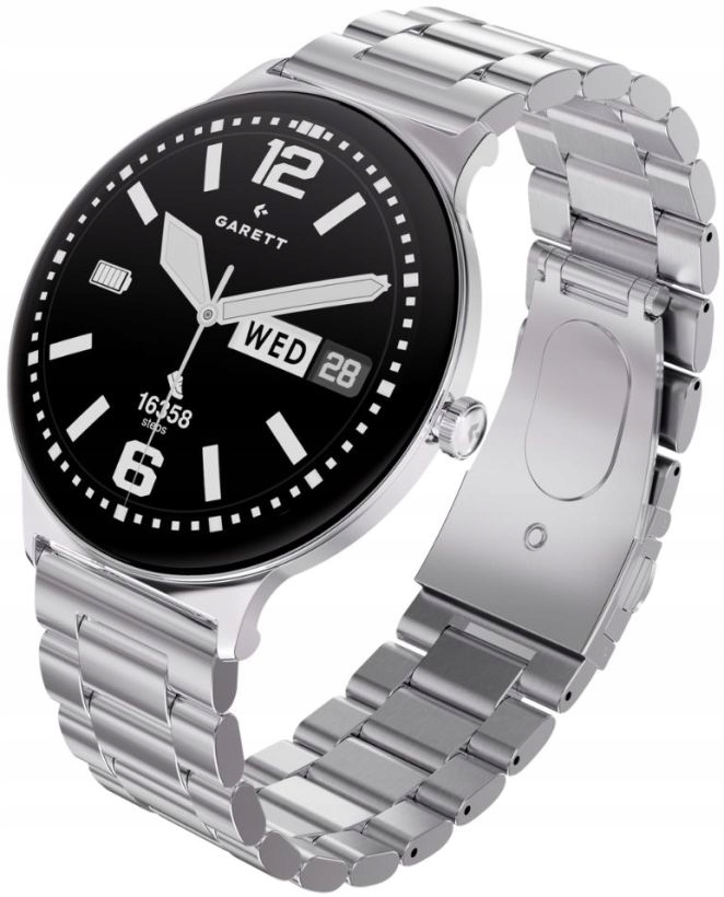 Elegantní Pánské Chytré Hodinky Garett Quantum Glow Stříbrné Slim Pouzdro Set
