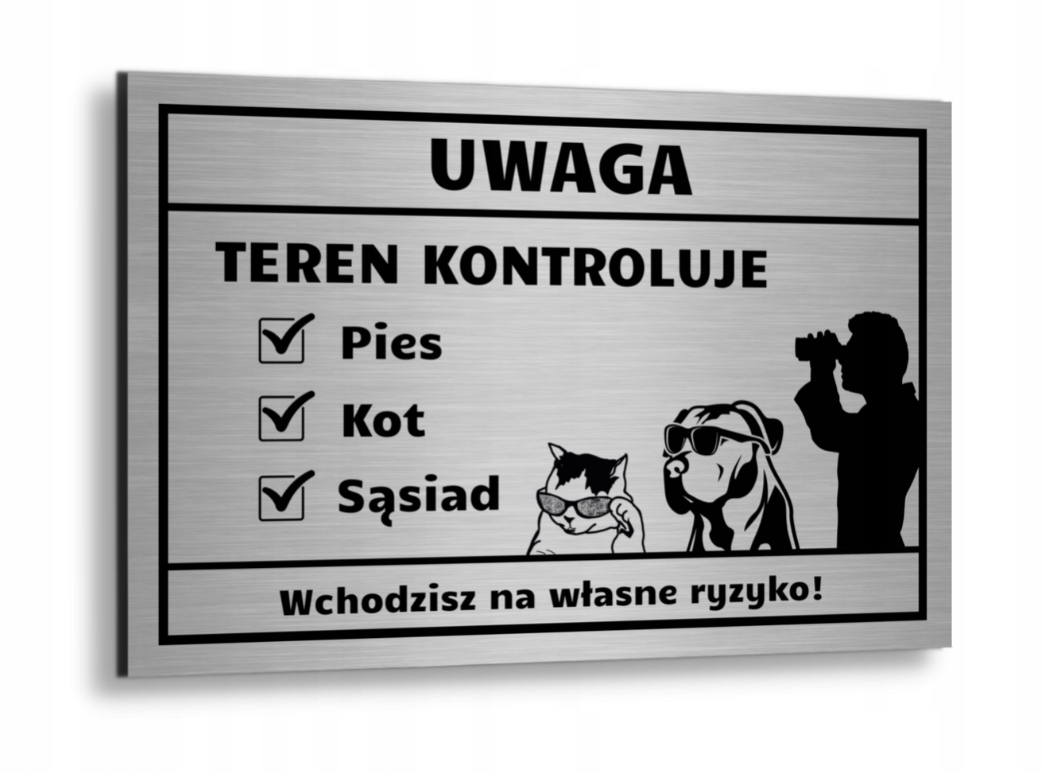 

Tabliczka Aluminiowa Uwaga Pies Kot Sąsiad Zabawna