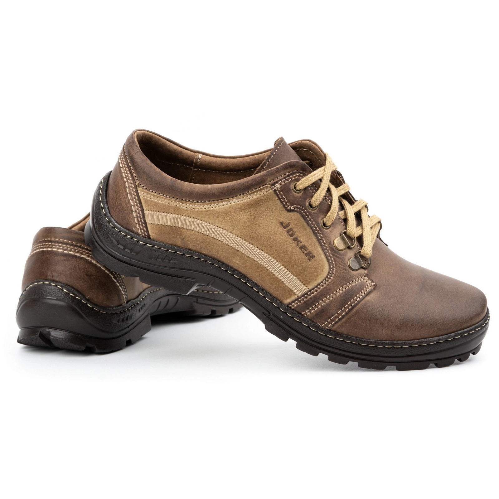 Pánské kožené trekové boty 192 hnědé s vázáním, sportovní velikost 40