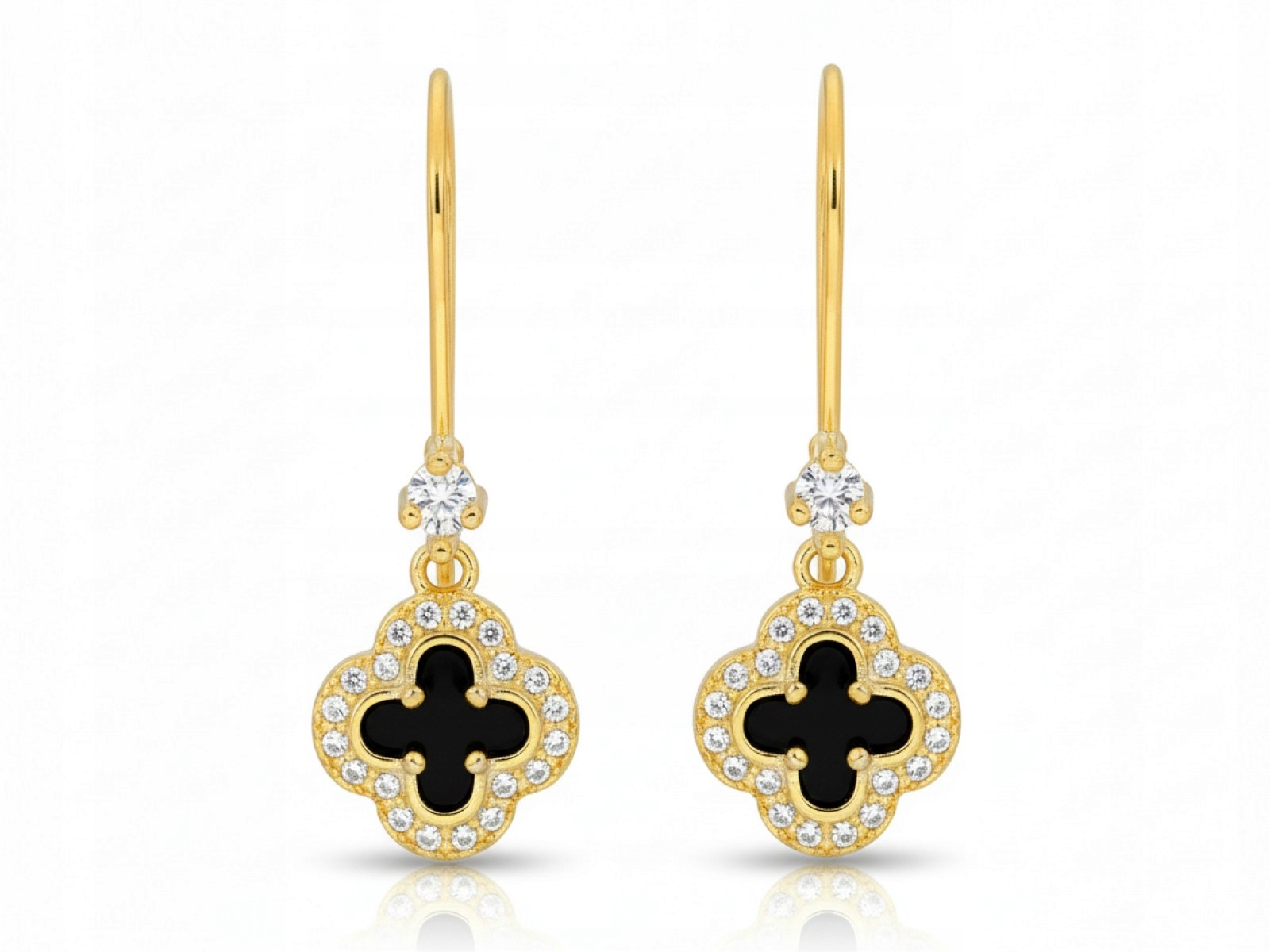 Dámské náušnice ze stříbra 925 černé Koničiny se zirkony na biglu, módní