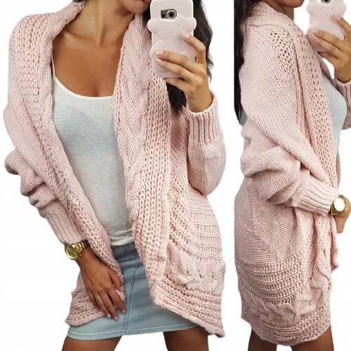 CIEPŁY KARDIGAN NARZUTKA SWETER WARKOCZ - KOŁO Marka inna