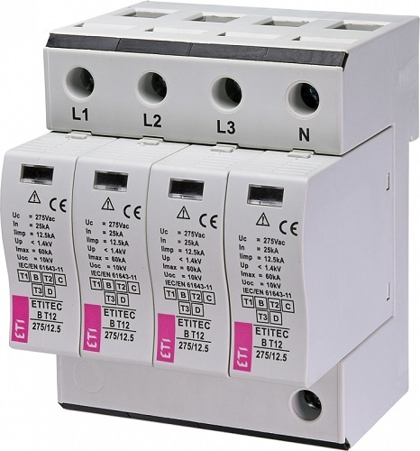 Omezovač přepětí Etitec B T12 275/12,5 4+0 T1 T2 (b,c) ETI-002440325