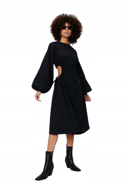 Nasty Gal čierne prešívané midi šaty XL