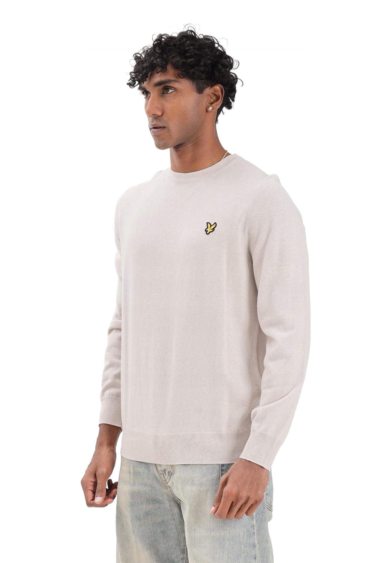 Lyle & Scott Béžový Pánský Svetr Bavlna Vlna S Logem L 6BA
