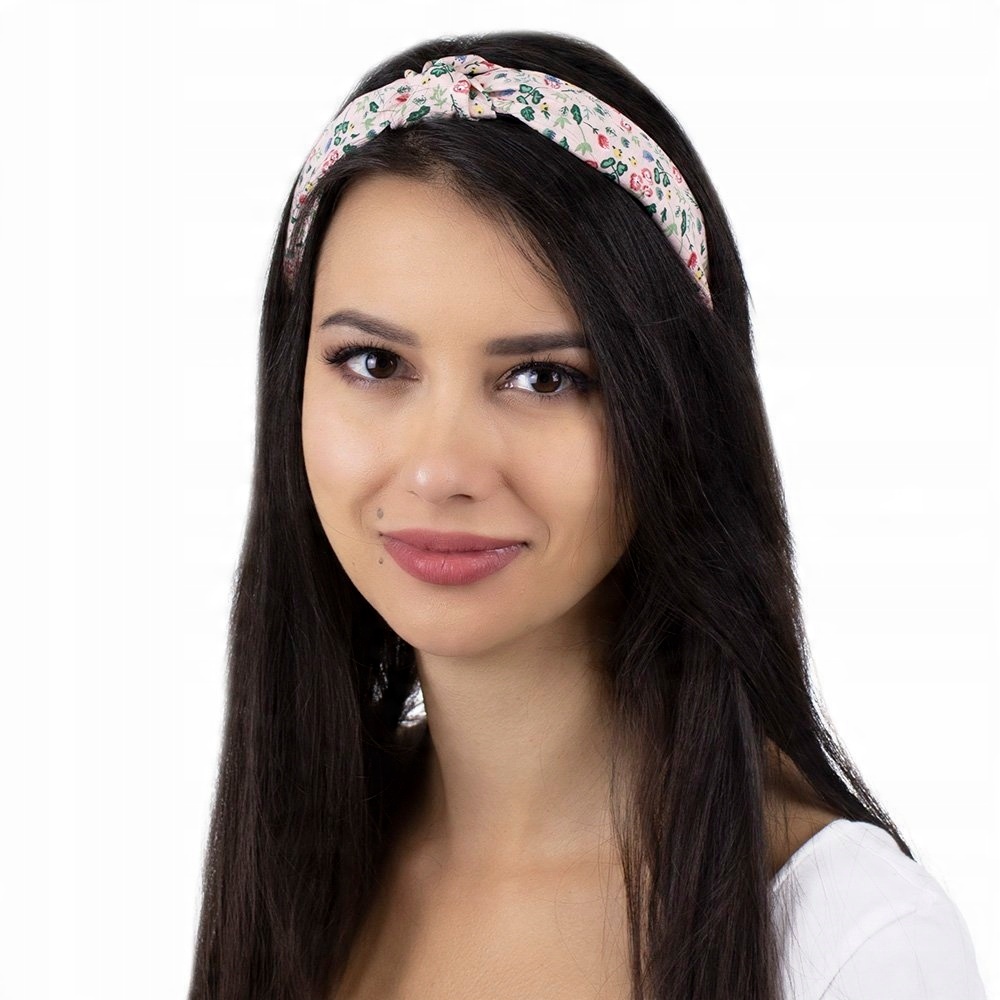 

Opaska Do Włosów różowa Kwiaty pin up Turban węzeł