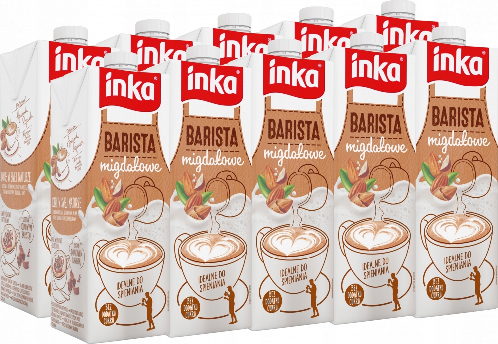 Inka Napój Roślinny Barista Migdałowy Bez Dodatku Cukru Vegan 1L x10