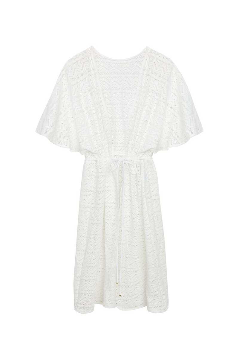 Self Kimono plážová prodyšná tunika přehoz DP10K 1a bílá XL