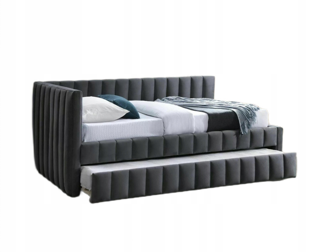 ŁÓŻKO ALFIE VELVET 120X200 SZARY BLUVEL 14