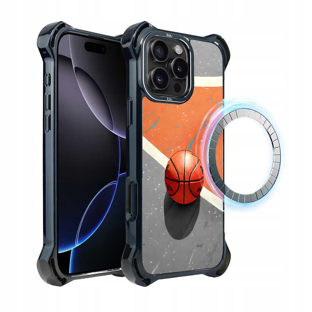 Pouzdro pro iPhone 16 Pro Ibizu DropGuard Ultra s MagSafe, Basketbal