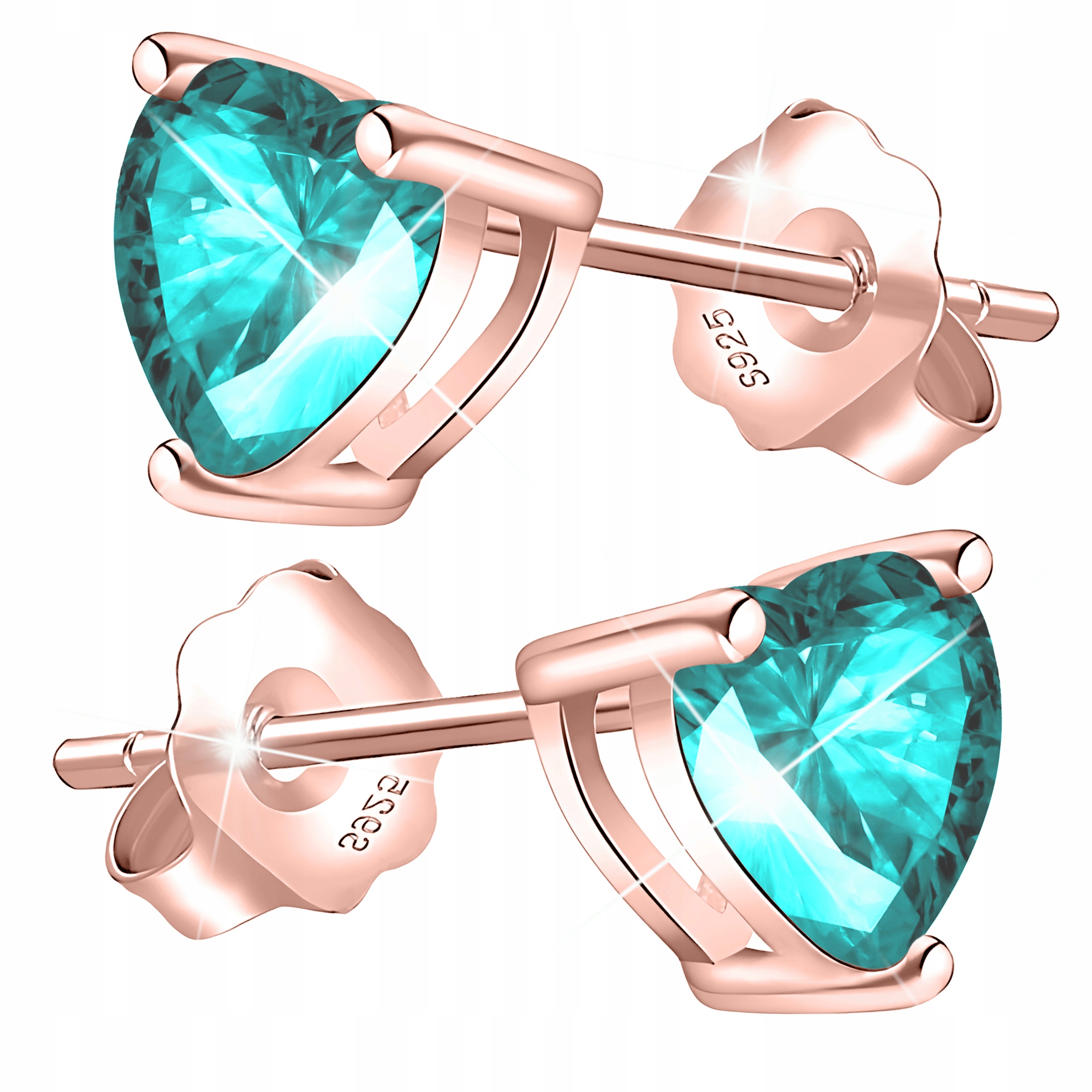 Náušnice Pozlacené srdce Modré Křišťály Srdíčka Zirkony Stříbro 925