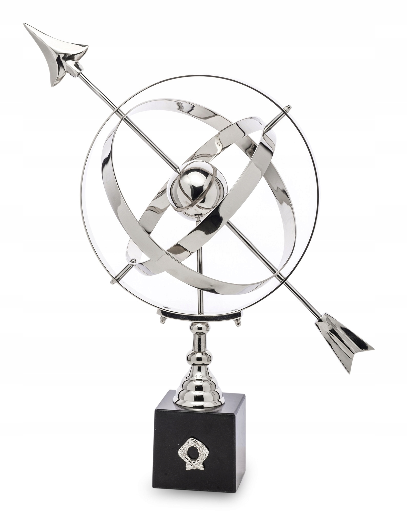 Strieborné kovové astrolabium dekorácia na písací stôl ozdoba do obývačky