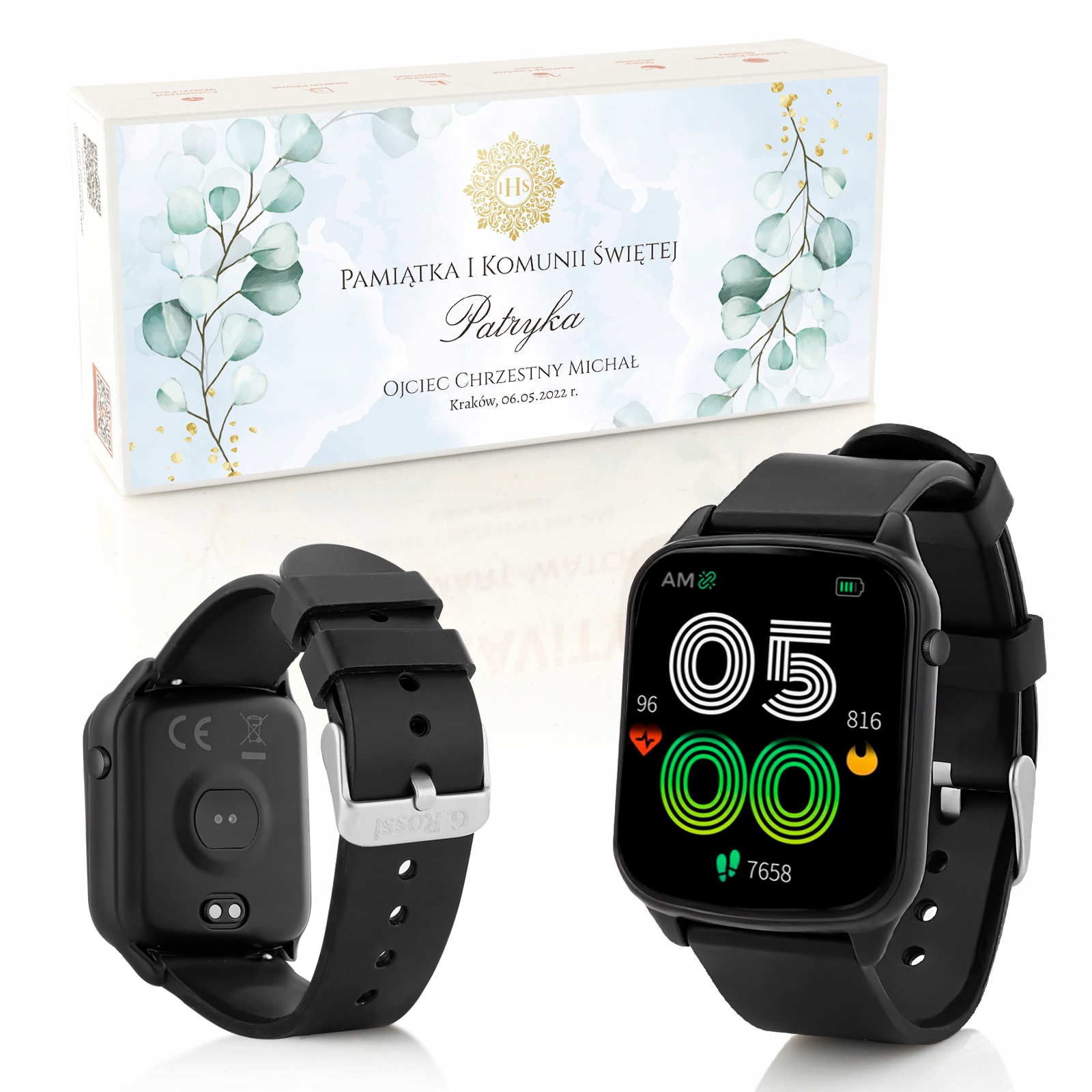 Smartwatch Zegarek na Komunię dla Chłopca Nadruk Personalizacji