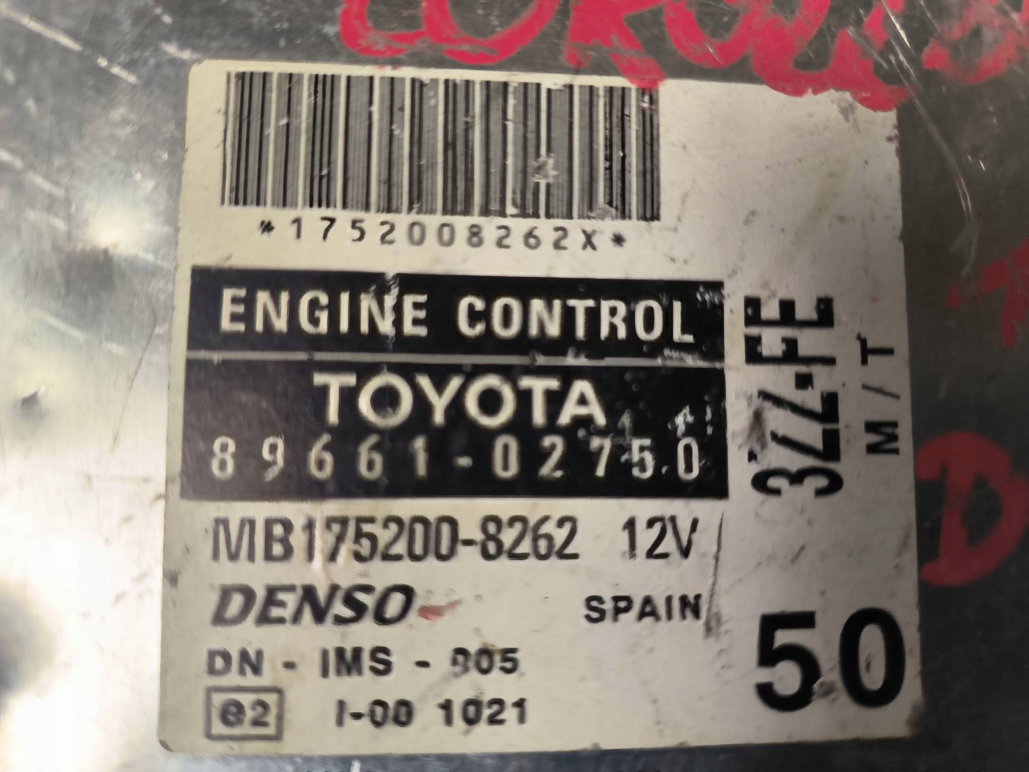 Computer 89661-02750 1.6 VVTi TOYOTA COROLLA E12