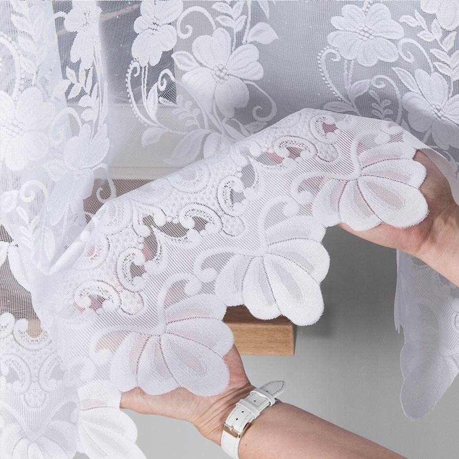 Firana Żakardowa biała KWIATOWY WZOREK wys 150 cm GRATIS OBSZYTE BOKI Kod producenta wzór kwiatowy 23092